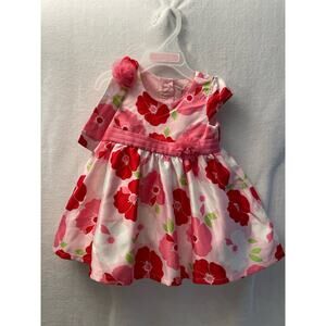 Children’s‎ Place flowing silky floral pink red 6-9 months New with tag headband